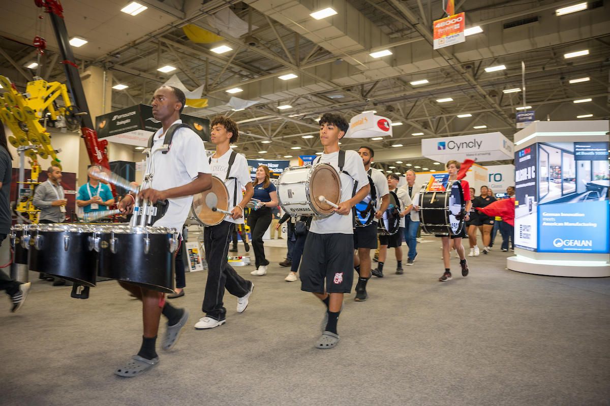 marching band at GlassBuild